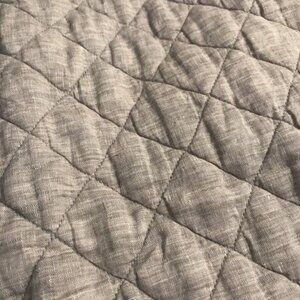 2 Pottery Barn Belgian Flax Linen Diamond Quilted Euro Shams Grey Pillow Pair